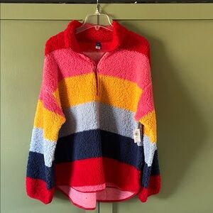 Old Navy Multicolor Striped Teddy Jacket